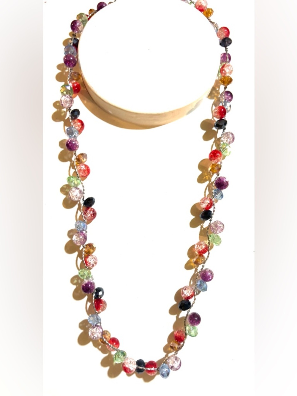 Handmade Multicolor Glass Bead Necklace - Bright Mixed Colors